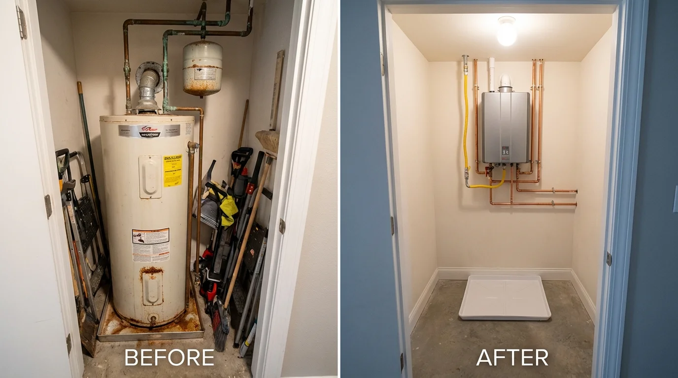 Tank water heater versus wall-mounted tankless unit comparison for Toluca, IL homeowners